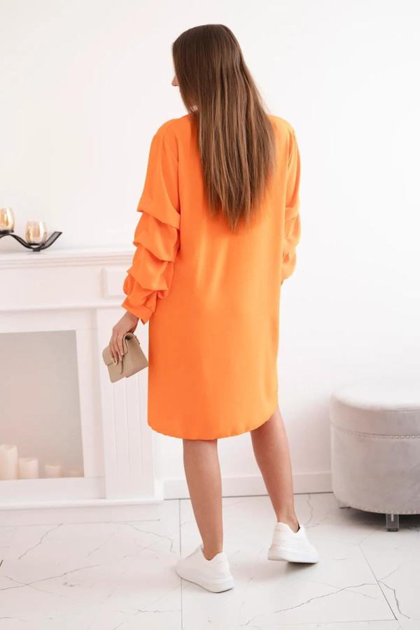 Oversize šaty s nariasenými rukávmi model IT-24 oranžové