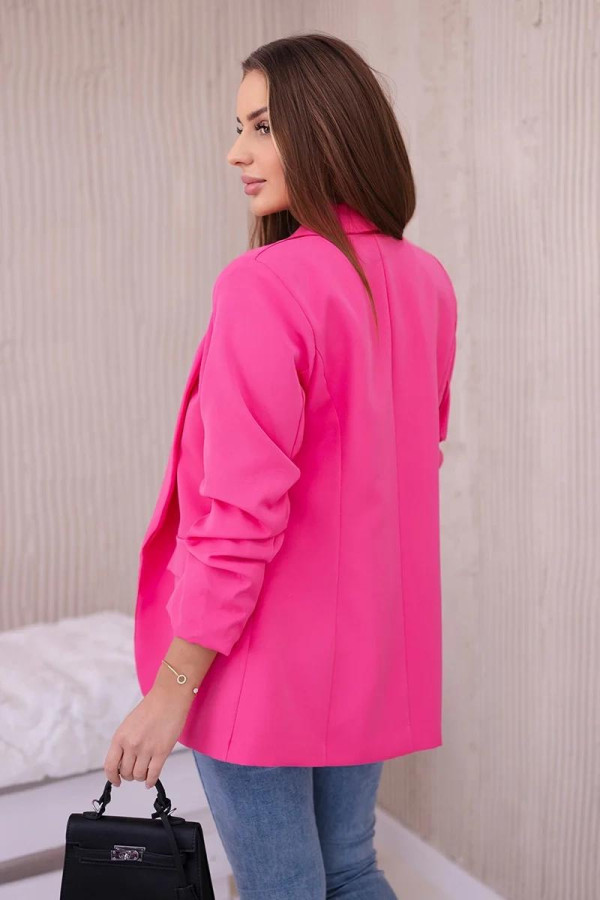 Elegantné sako s nariasenými rukávmi model 9709 ružové