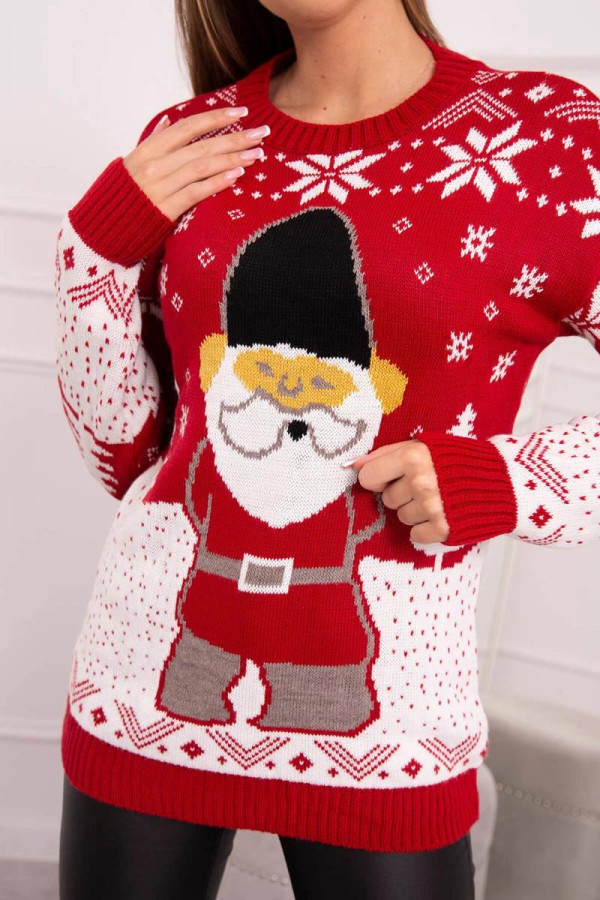 Vianočný sveter s Mikulášom model 2021-23 červený