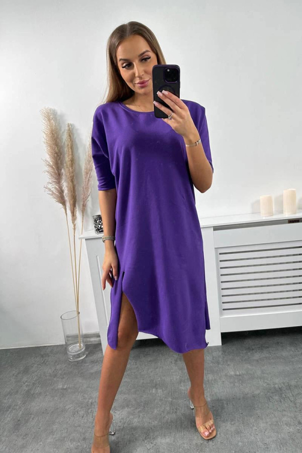 Tunikové oversize šaty model 9335 tmavé fialové