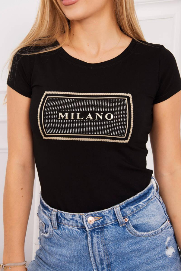 Tričko Milano so zirkónmi čierne