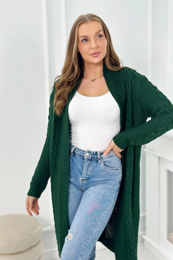 Kardigánový úpletový sveter model 2019-1 tmavý tyrkysový