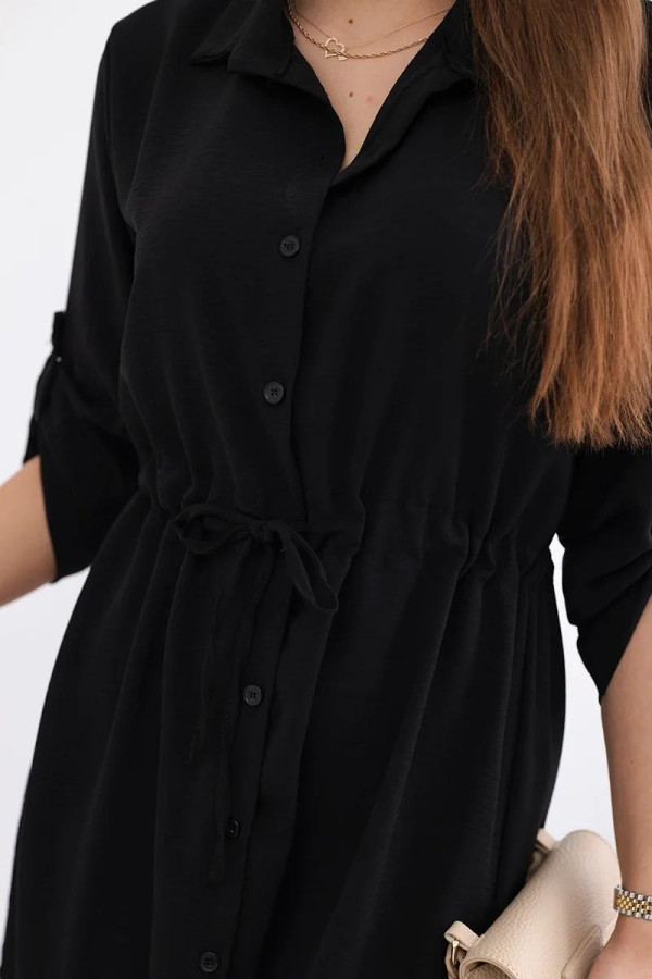 Košeľové šaty so sťahovaním v páse model IT-16 čierne