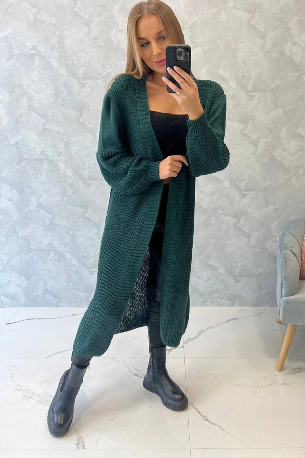 Kardigánový úpletový sveter model 2019-2 tmavý zelený