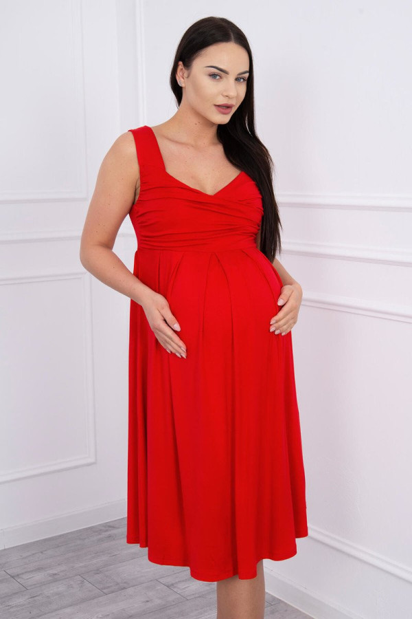 Voľné šaty so širokými ramienkami model 61063 červené