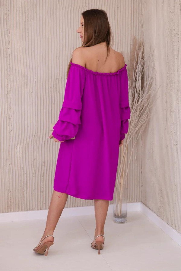 Šaty Hispánka s nariasenými rukávmi model IT-19 fialové