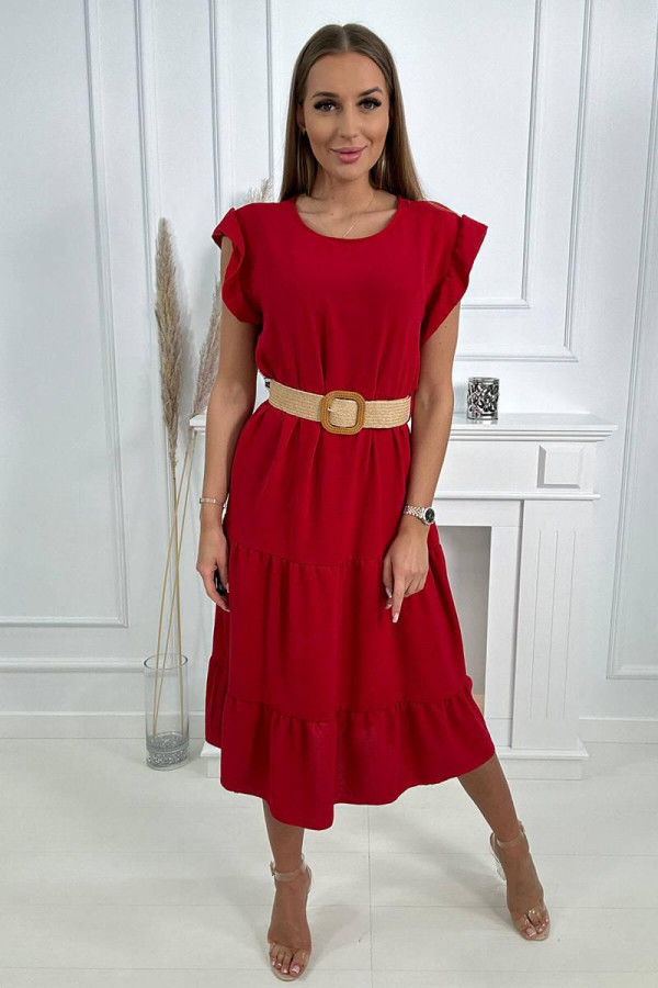 Volánové šaty s opaskom model 5997 červené